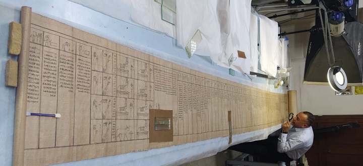 A complete papyrus was found in the new Al-Ghurfiya collection, 18 meters long and in good condition
